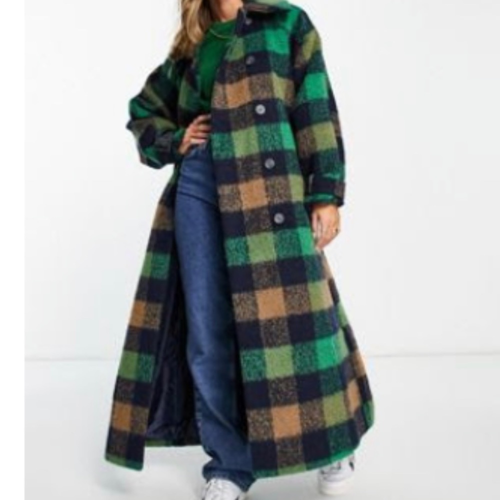Top shop checkered wool jacket